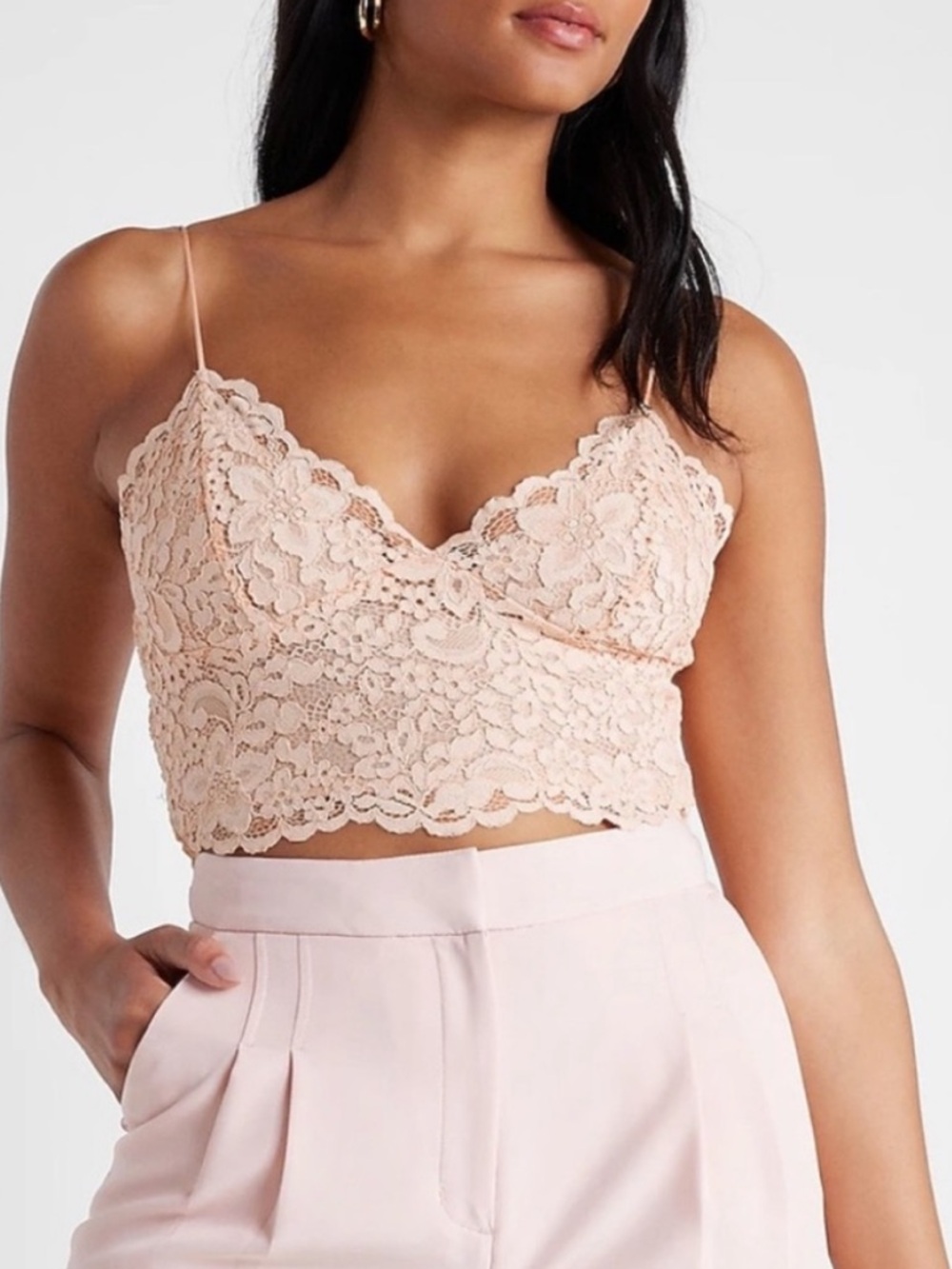 Express Lace Bandeau Cami in Blush Pink